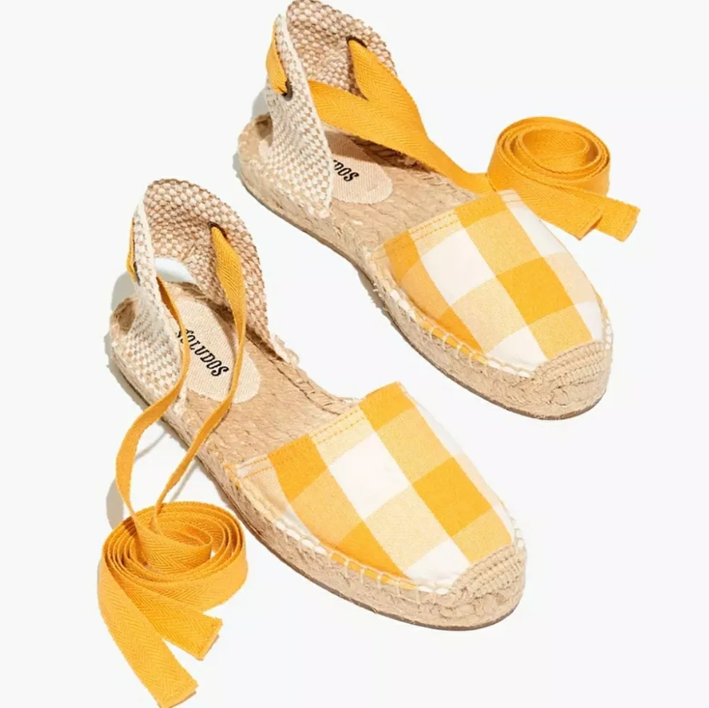 Stylish Gingham Soludos Wrap Espadrilles